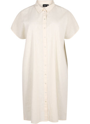 Langes Hemd aus Baumwollmischung mit Leinen, Sandshell, Packshot image number 0
