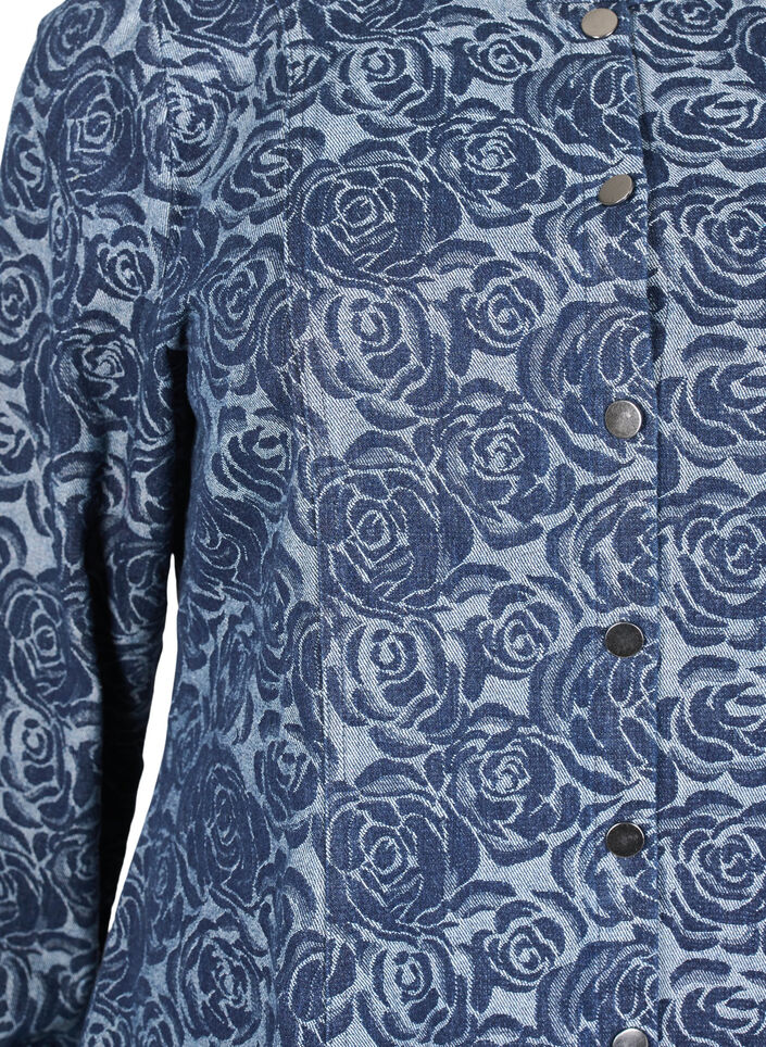 Denim-Shirt mit Rosenmuster, Denim Rose AOP, Packshot image number 2