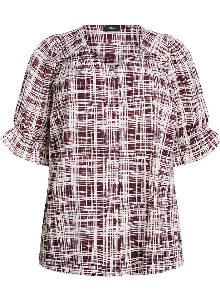 Bluse mit 1/2 &Auml;rmeln, Dunkles Bordeaux, Packshot image number 0
