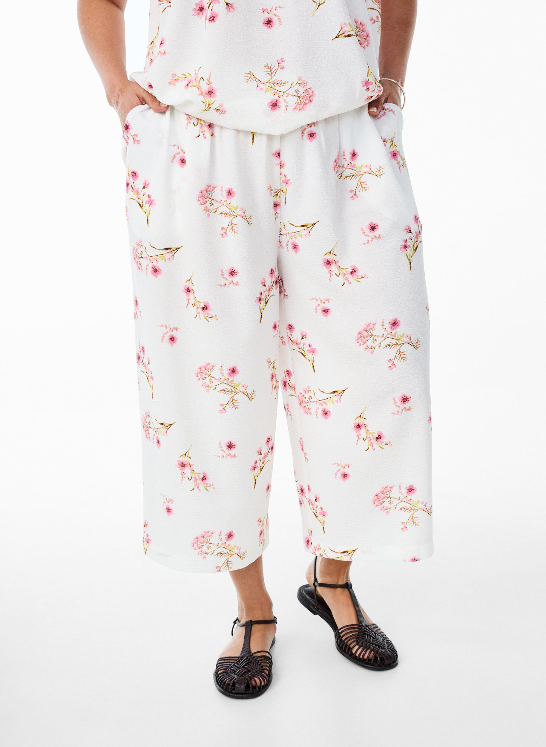 ZizziCulotte-Hose mit Print, Wei&szlig;, Model image number 2