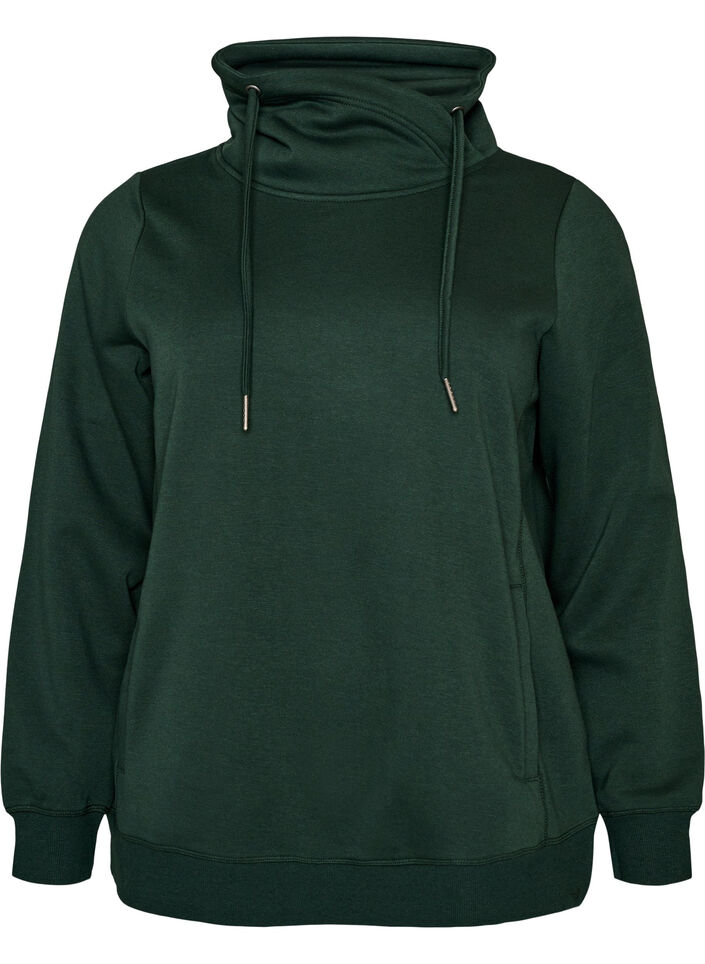 Sweatshirt mit Stehkragen und Taschen, Gr&uuml;n, Packshot image number 0