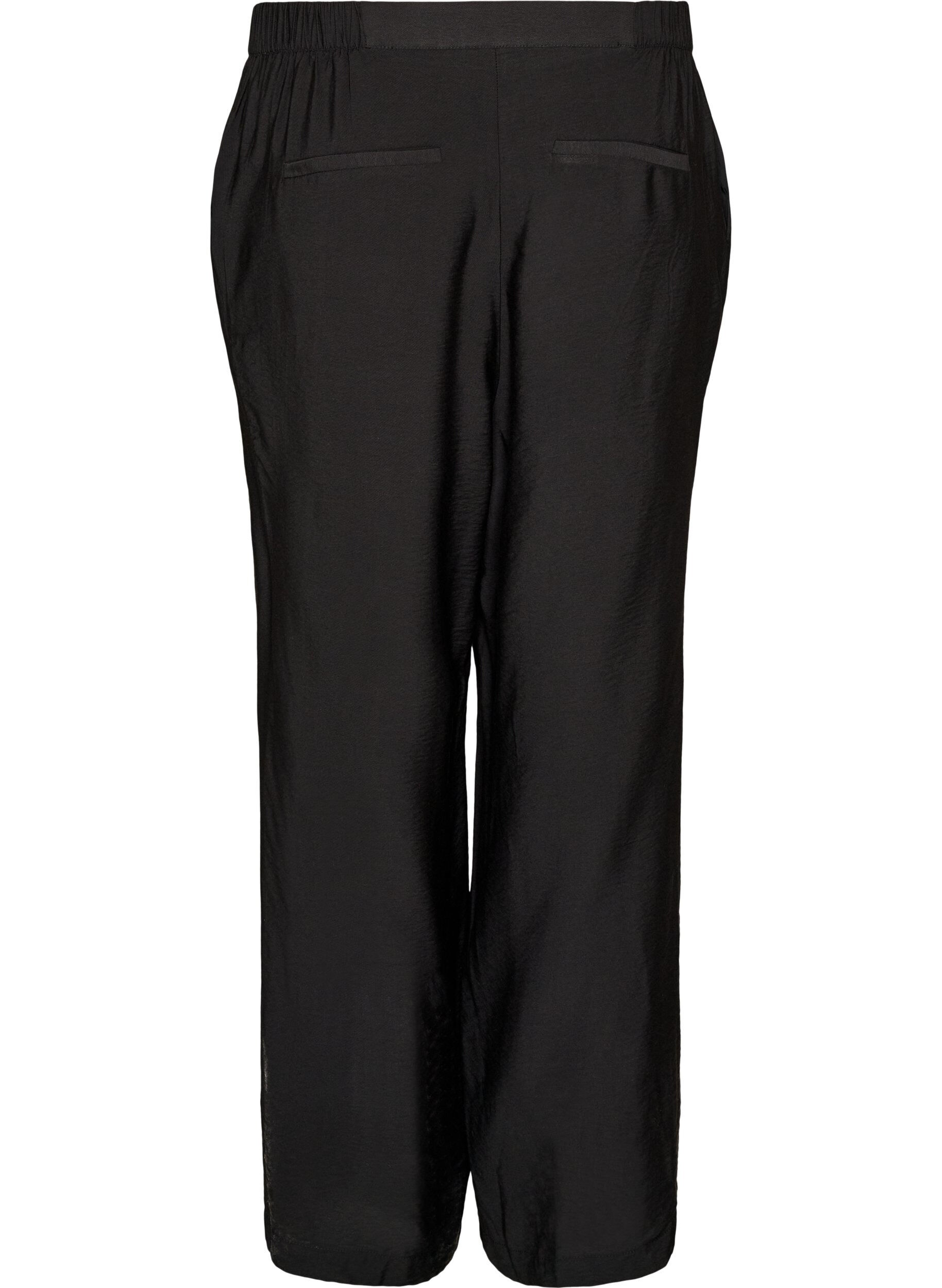 ZizziViskosehose mit elastischem Bund und geraden Beinen, Schwarz, Packshot image number 1
