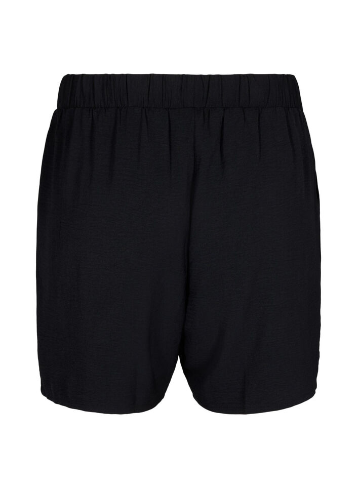 Kurze Hose mit Taschen und elastischem Bund, Schwarz, Packshot image number 1