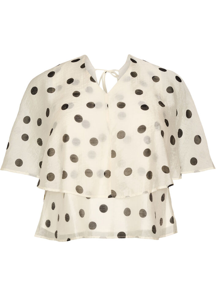 Top im Lagenlook mit Polka-Dot-Muster, Vanille, Packshot