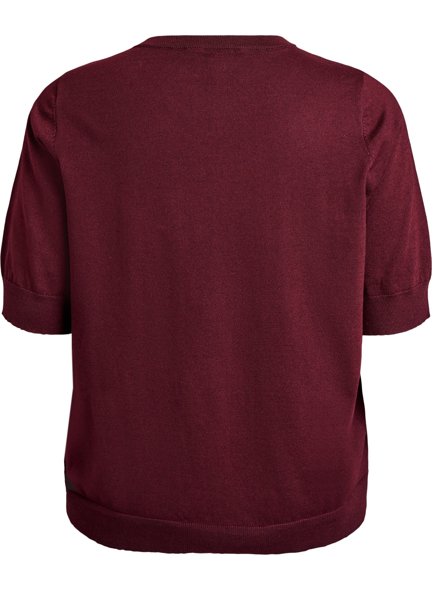 Zizzi FLASH - Fein gestrickte Bluse mit kurzen &Auml;rmeln, Rot, Packshot image number 1