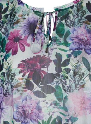 Kurzarm Tunika mit Blumenprint, Purple Flower mix, Packshot image number 2