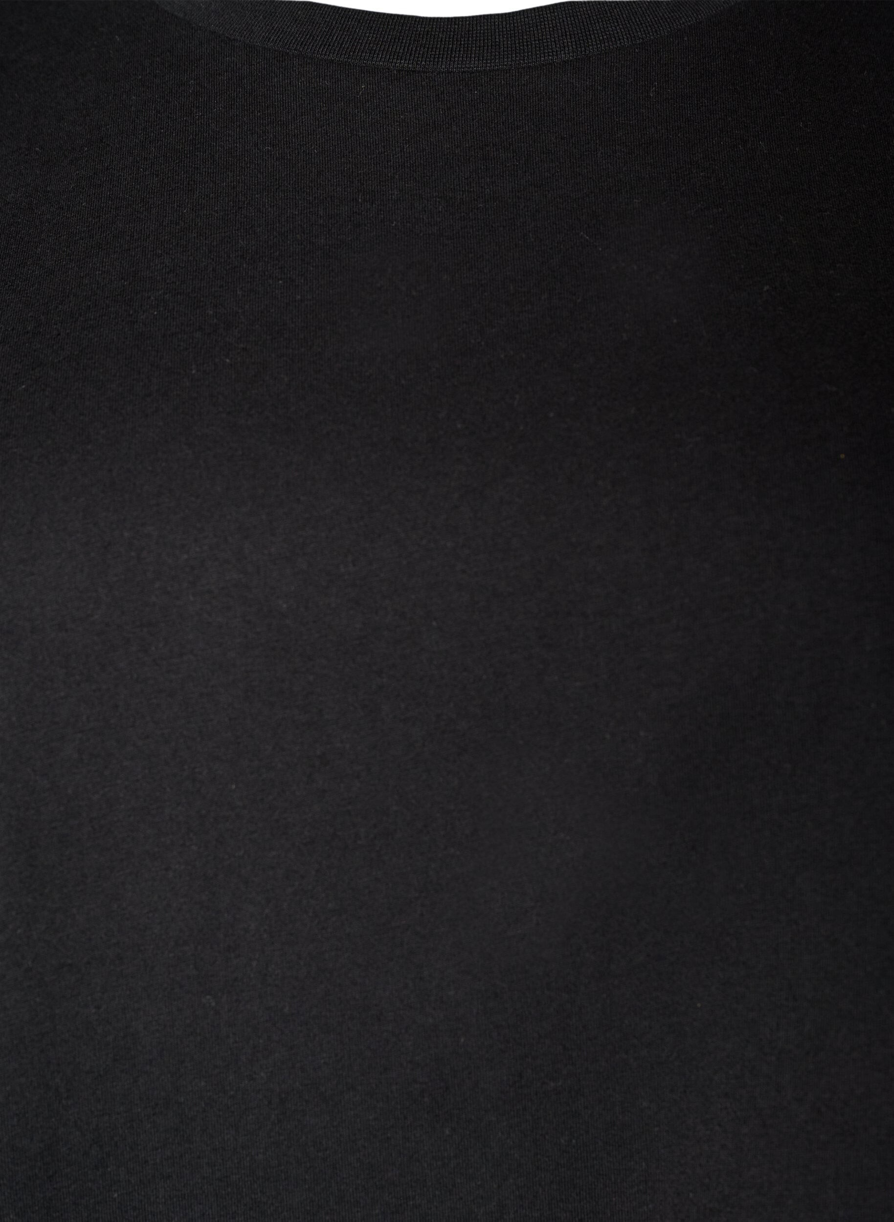 ZizziT-Shirt aus Bio-Baumwolle mit R&uuml;schen&auml;rmeln, Schwarz, Packshot image number 2