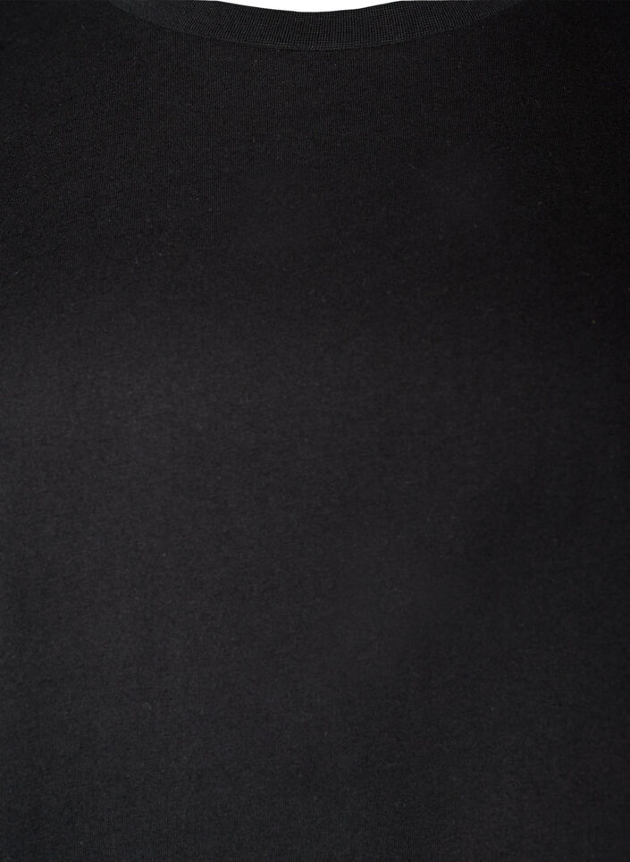 T-Shirt aus Bio-Baumwolle mit R&uuml;schen&auml;rmeln, Schwarz, Packshot image number 2