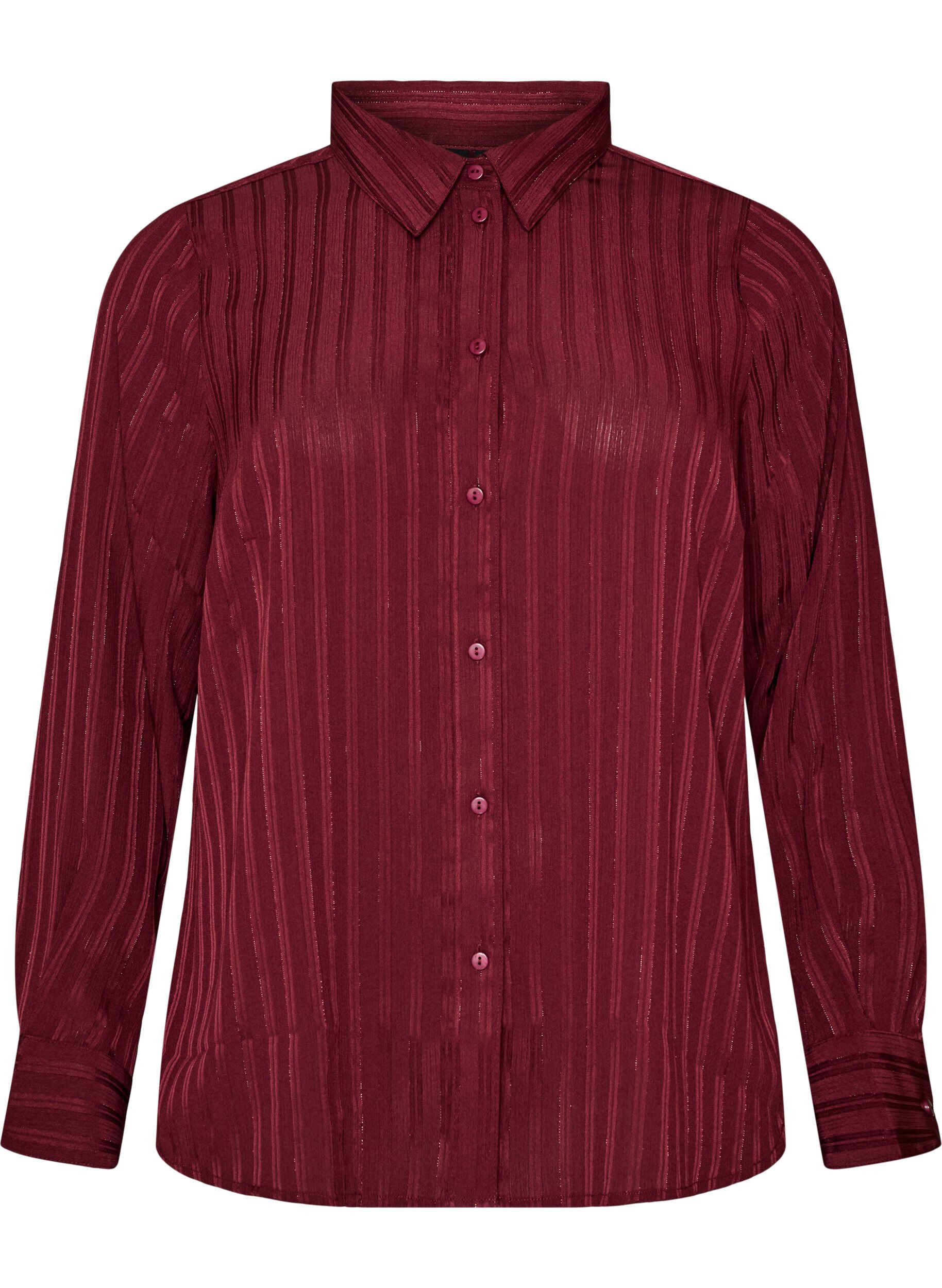 ZizziBluse mit Strukturstreifen und Glitzerf&auml;den, Rot, Packshot image number 0