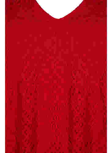 Langarm Spitzenbluse mit V-Ausschnitt, Tango Red, Packshot image number 2