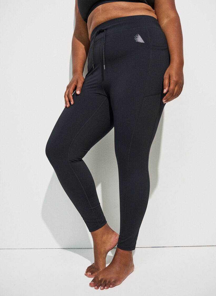 7/8-Trainingstights mit Taschen, Schwarz, Model image number 0