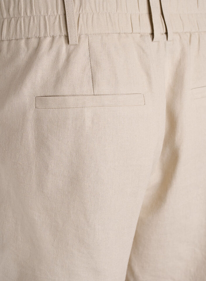 Hoch taillierte Bermudashorts aus Leinen und Viskose, Beige, Packshot image number 3