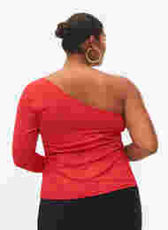 One -Shoulder Bluse, Tango Red, Model