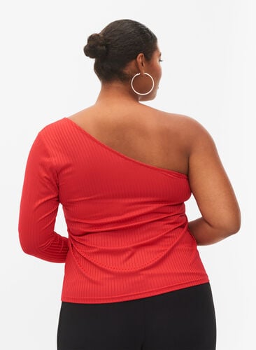 One -Shoulder Bluse, Tango Red, Model image number 1