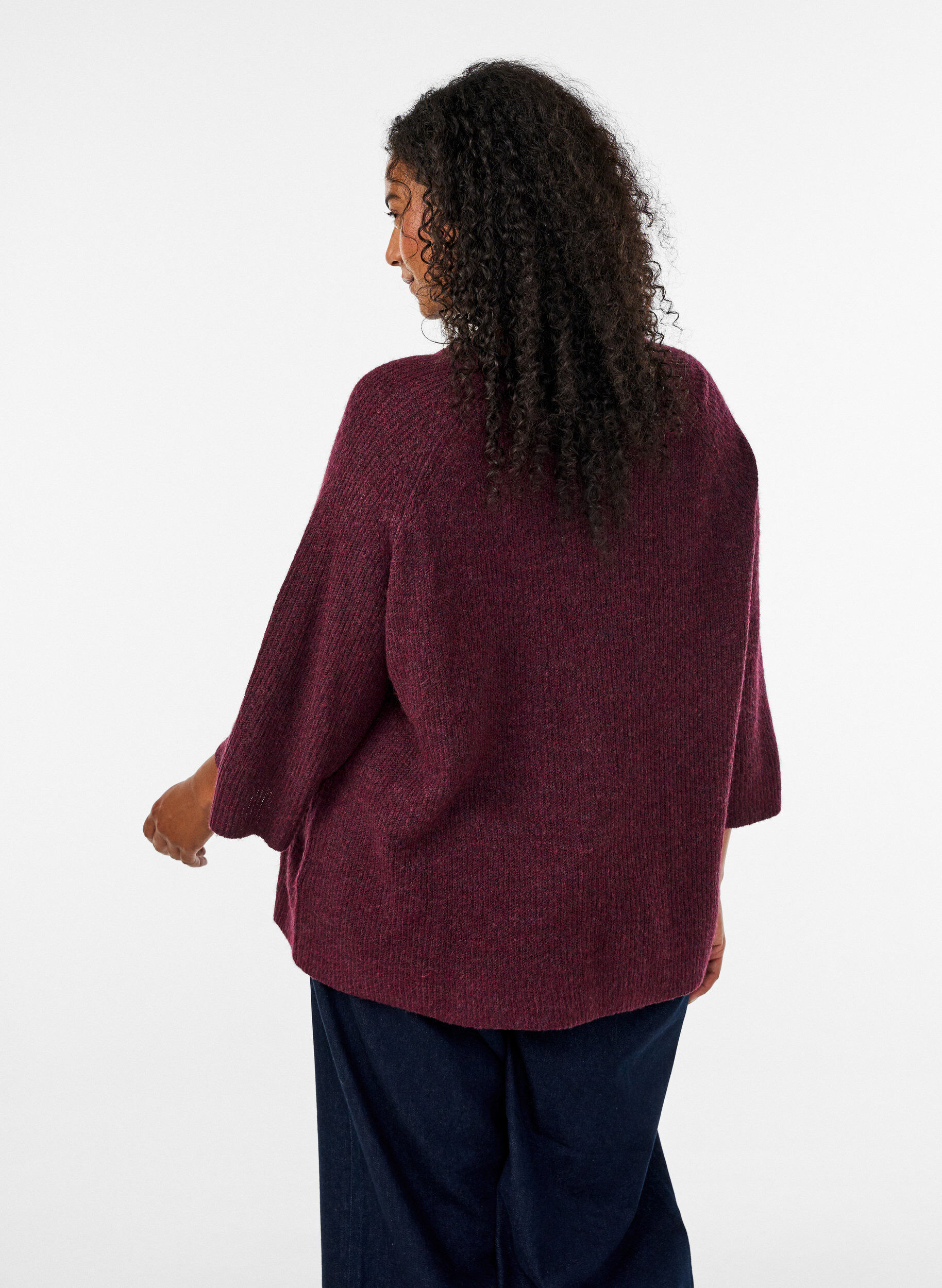 ZizziRipppullover mit 3/4-&Auml;rmeln, Rot, Model image number 2