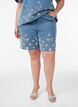Jeansshorts mit Lochstickerei und hoher Taille, Blau, Model image number 3