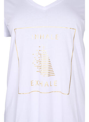 Sport-T-Shirt aus Baumwolle mit Aufdruck, White w. inhale logo, Packshot image number 2