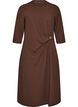 Jerseykleid mit Drapierung und dekorativer Schnalle, Braun, Packshot image number 0
