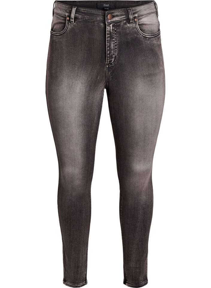 Hoch taillierte super Slim Amy Jeans, Grau, Packshot image number 0