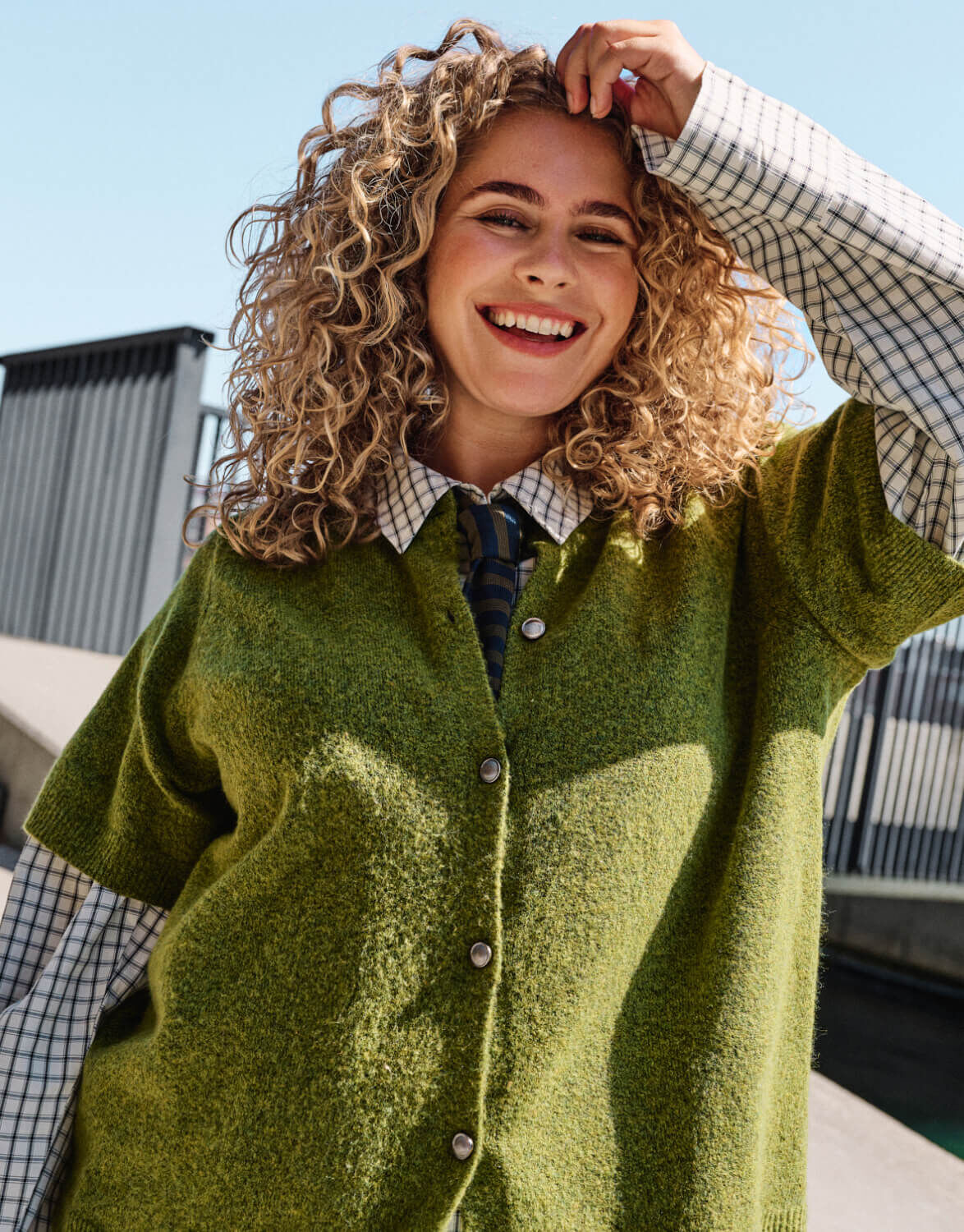 Blaue Cardigans & Strick