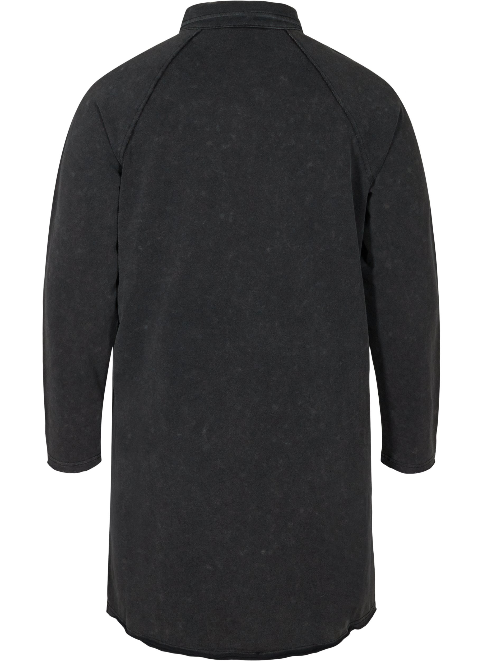Sweatkleid aus Baumwolle mit Kragen und Taschen, Black Acid Washed, Packshot image number 1