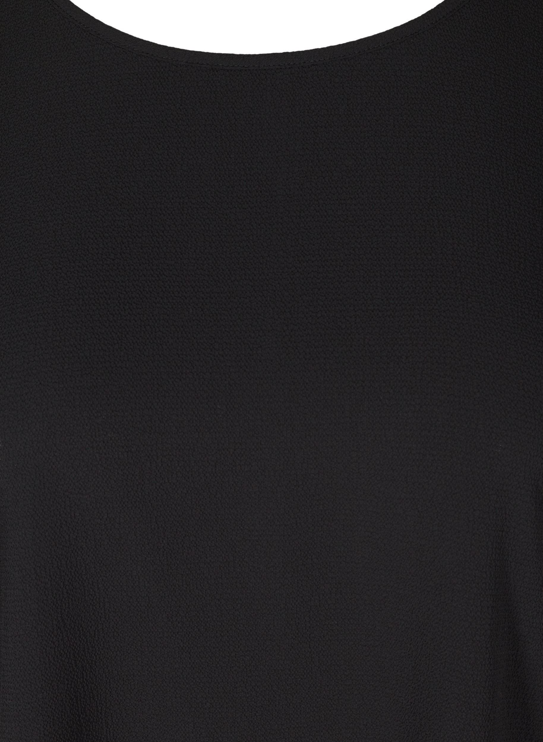 Bluse mit kurzen Ärmeln und Rundhalsausschnitt, Black, Packshot image number 2