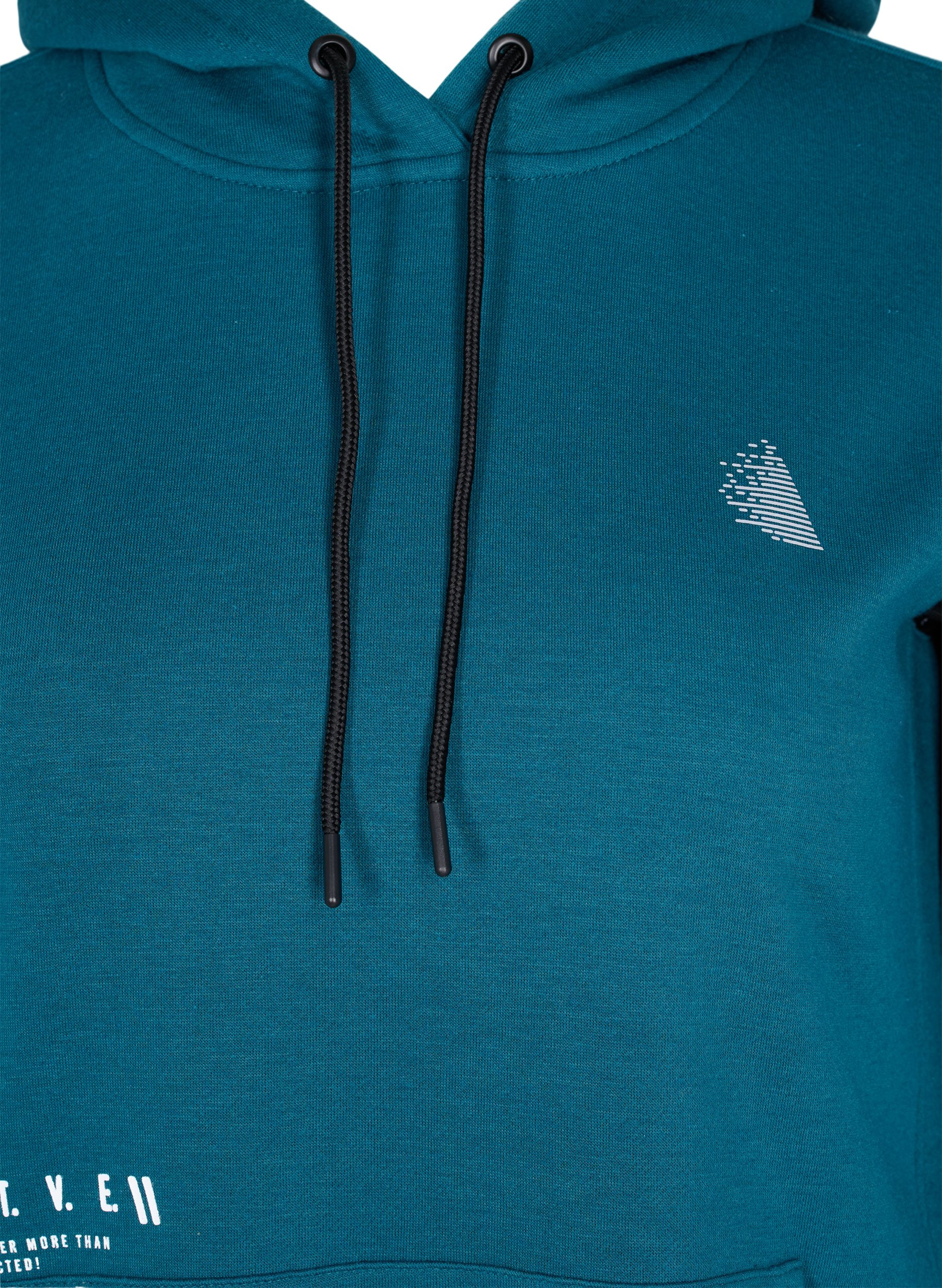 Langes Sweatshirt mit Schlitz und Tasche, Deep Teal, Packshot image number 2
