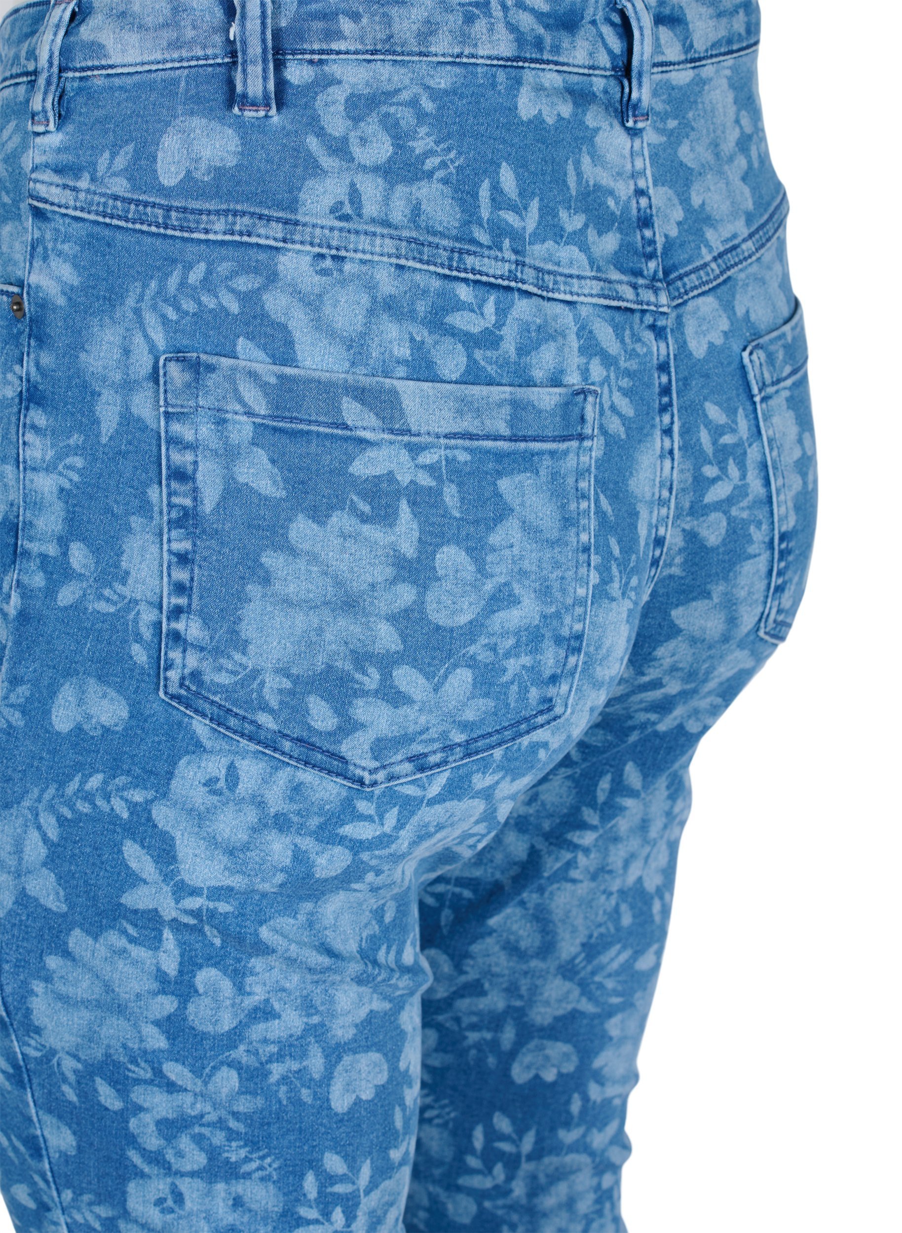 Super Slim Amy Jeans mit Muster, Blue denim, Packshot image number 3