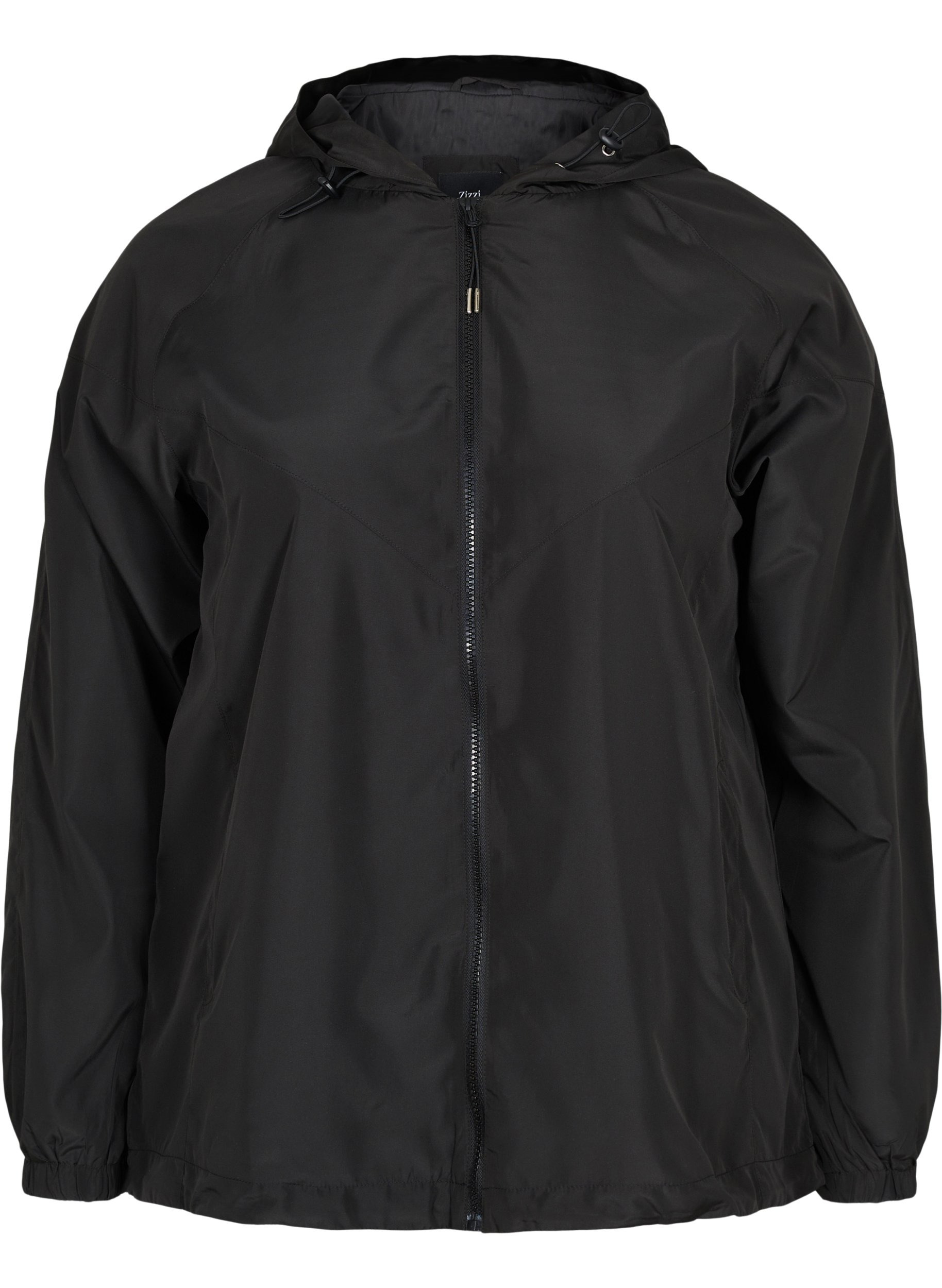 Kurze Jacke mit Kapuze und verstellbarem Saum, Black, Packshot image number 0