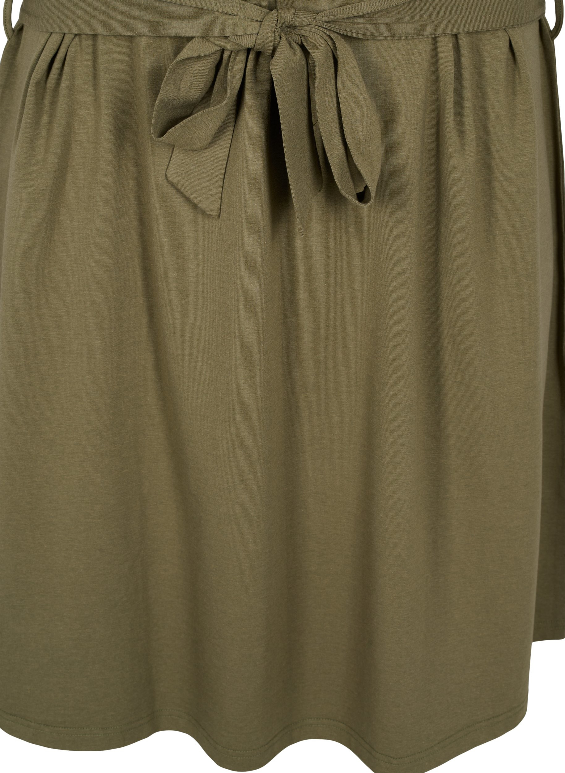 Kurzarm Kleid mit Taillengürtel, Dusty Olive, Packshot image number 3