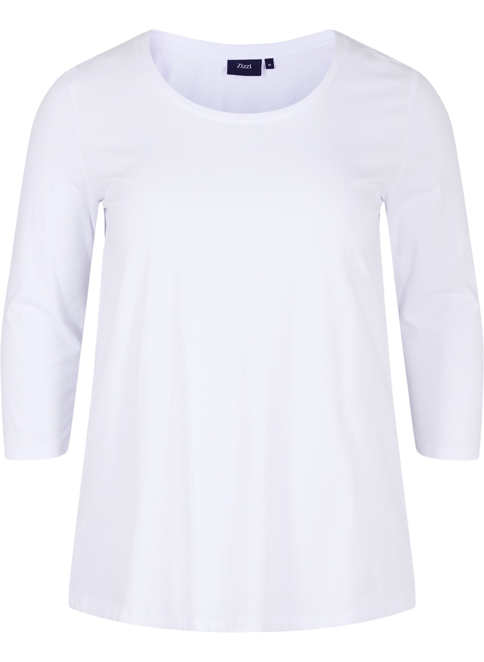 Basic T-Shirt mit 3/4-Ärmeln, Bright White