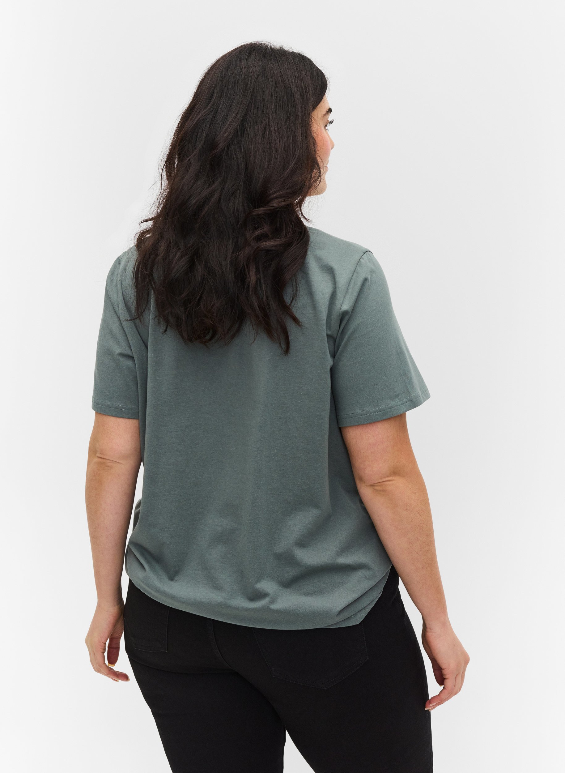 Kurzarm T-Shirt aus Baumwolle mit Aufdruck, Sea Pine W. Silver, Model image number 1