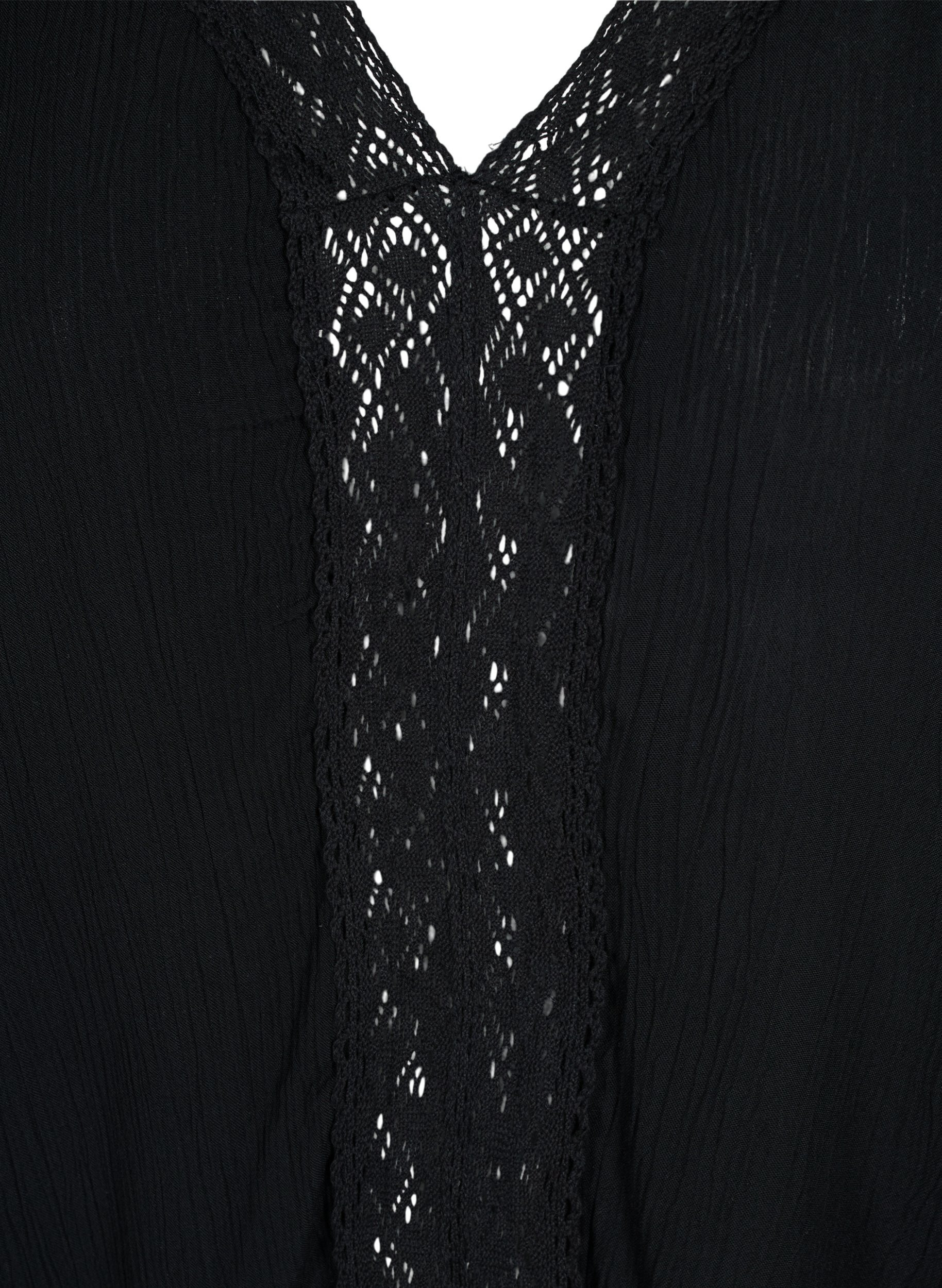 Strandkleid aus Viskose mit Spitzendetails, Black, Packshot image number 2