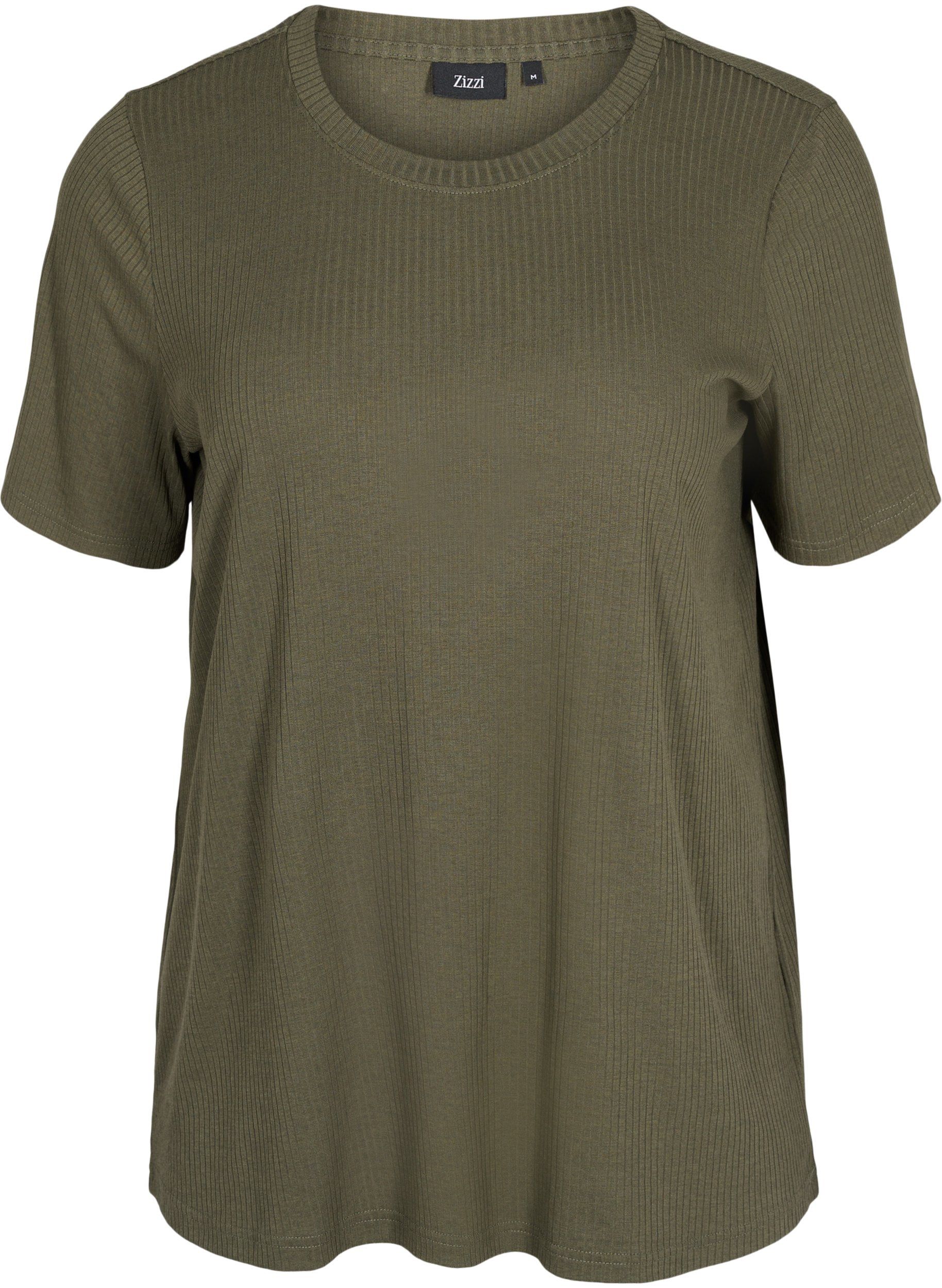 Kurzarm T-Shirt in Rippqualität, Dusty Olive, Packshot