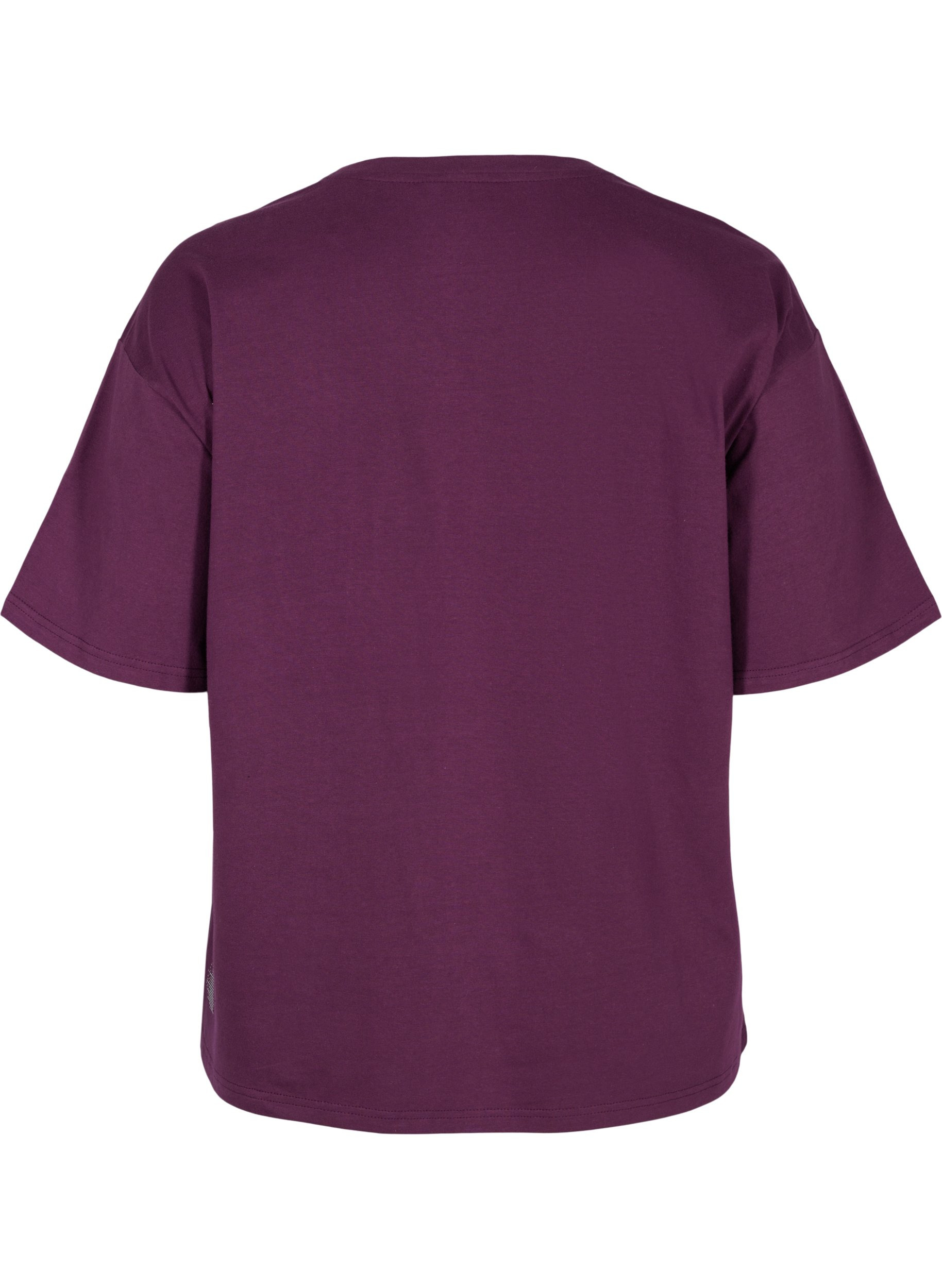 Trainings-T-Shirt aus Baumwolle, Blackberry Wine, Packshot image number 1