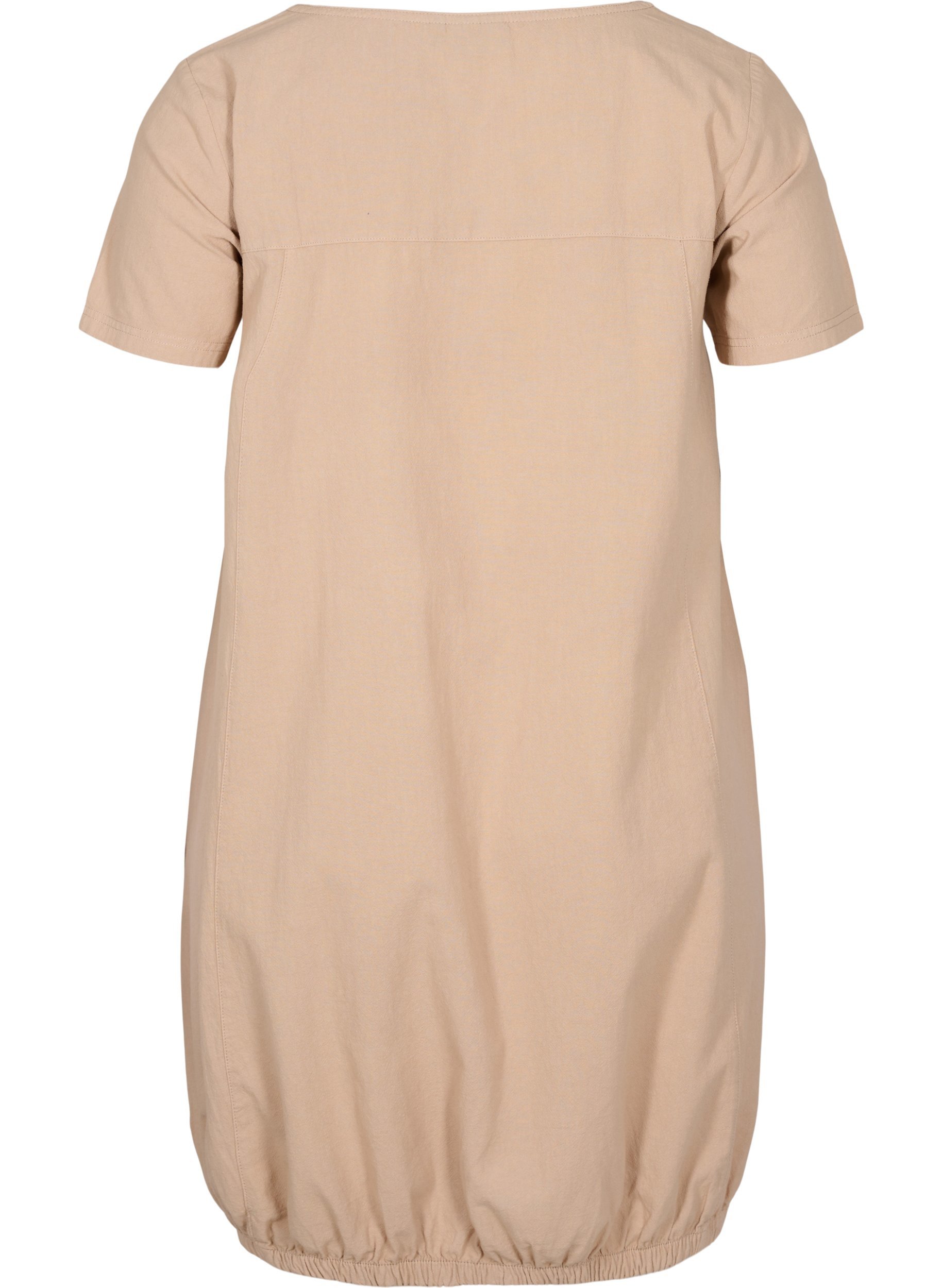 Kurzarm Kleid aus Baumwolle, Light Taupe, Packshot image number 1