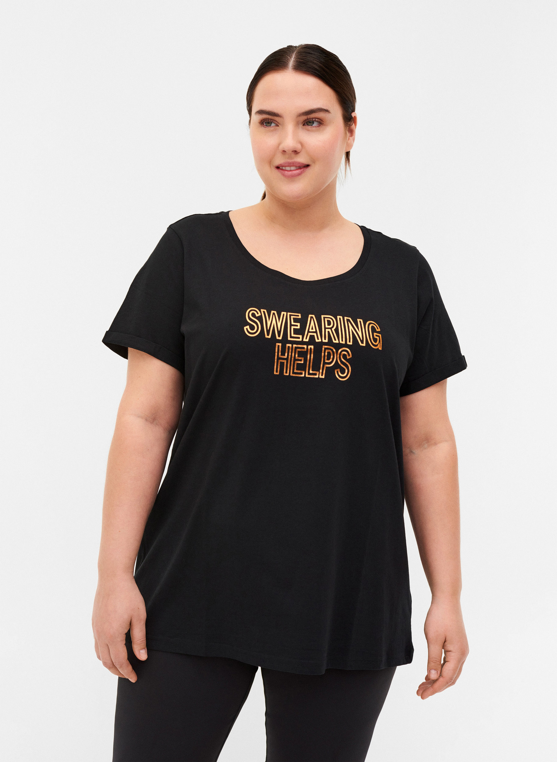 Trainings-T-Shirt mit Print, Black Swearing, Model
