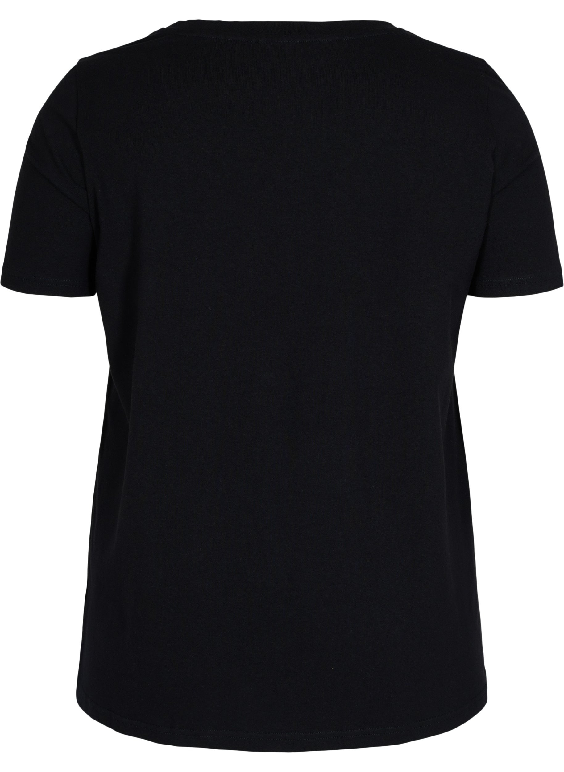 Kurzarm T-Shirt aus Baumwolle mit Aufdruck, Black w. star copper, Packshot image number 1