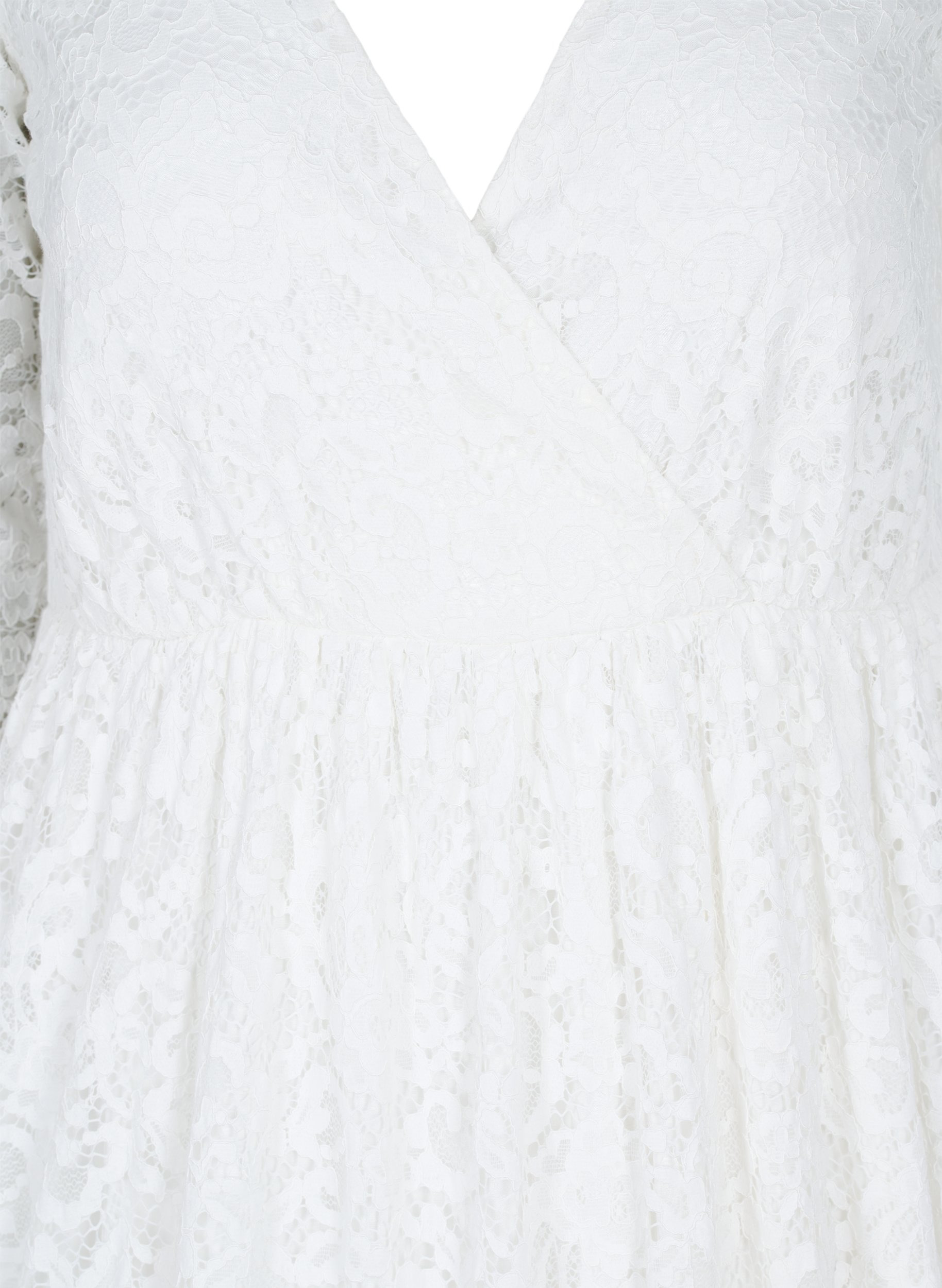 Brautkleid mit Spitze und 3/4-Ärmeln, Star White, Packshot image number 2
