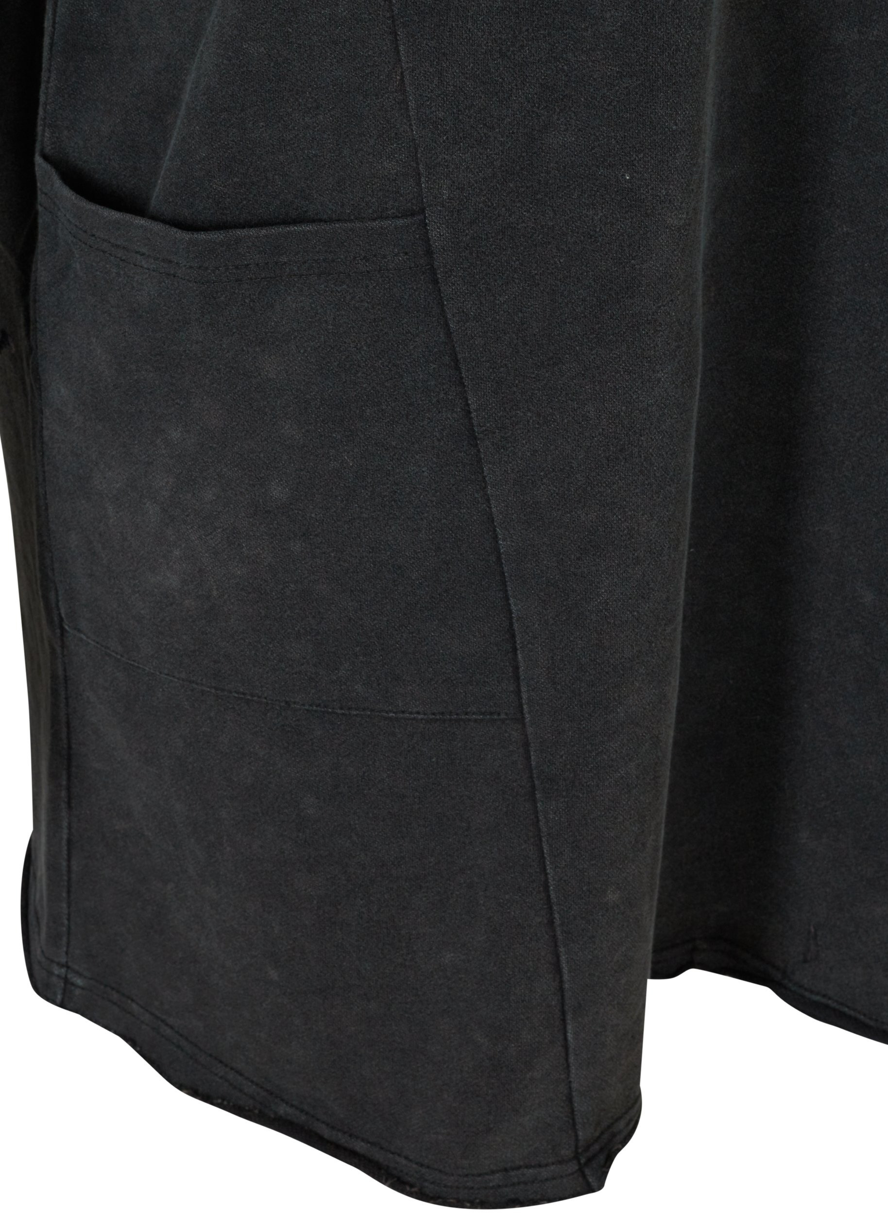 Sweatkleid aus Baumwolle mit Kragen und Taschen, Black Acid Washed, Packshot image number 3
