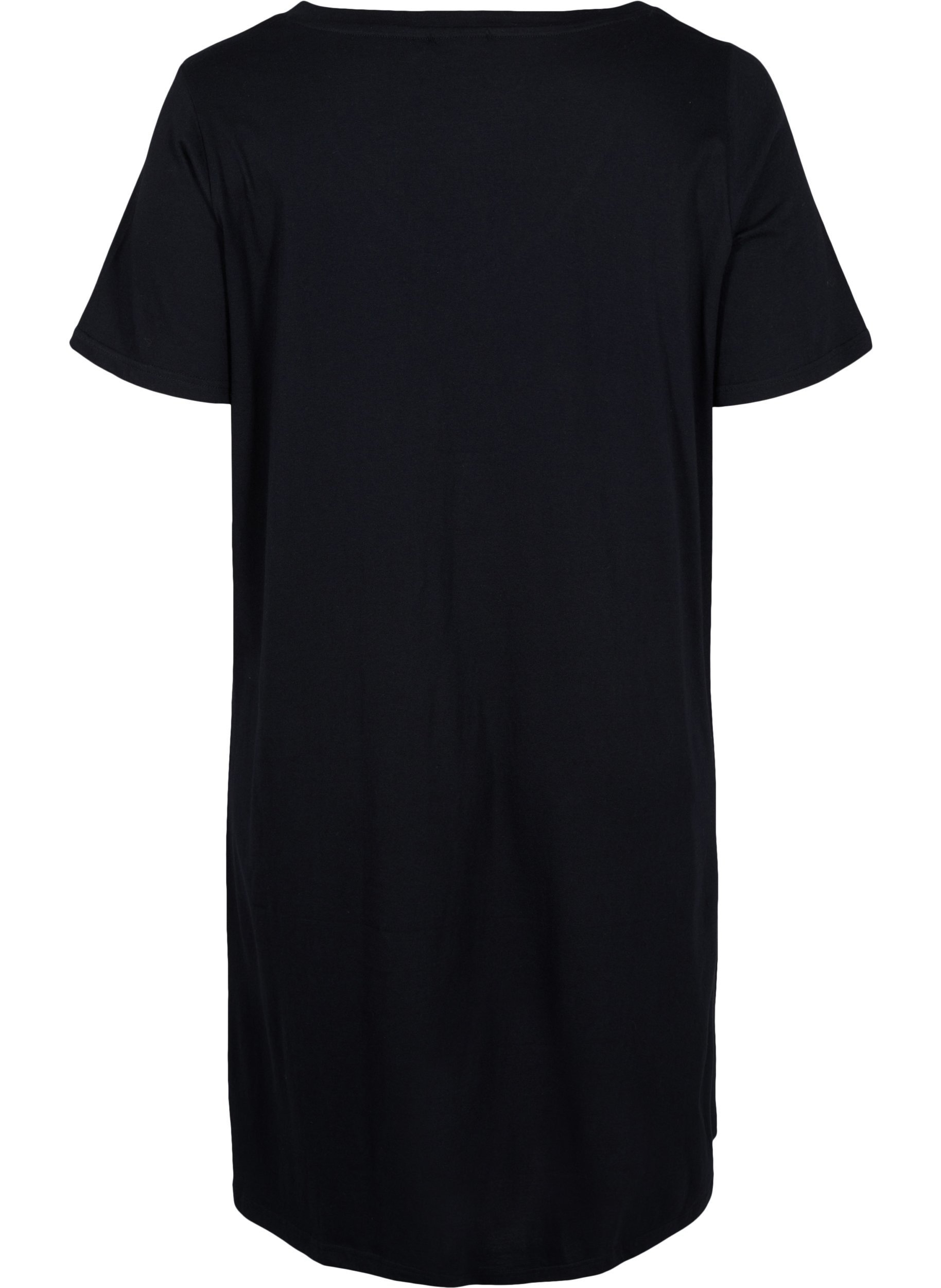 Kurzarm Nachthemd aus Baumwolle, Black w. Copper MOM, Packshot image number 1