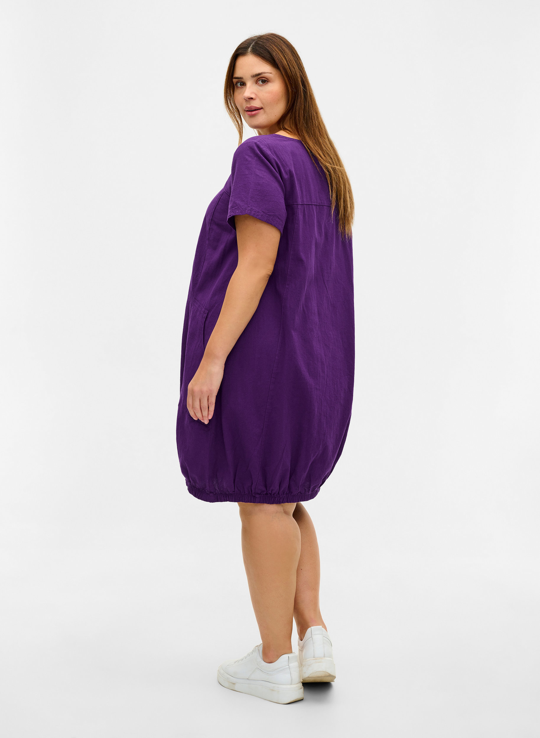 Kurzarm Kleid aus Baumwolle, Violet Indigo, Model image number 1