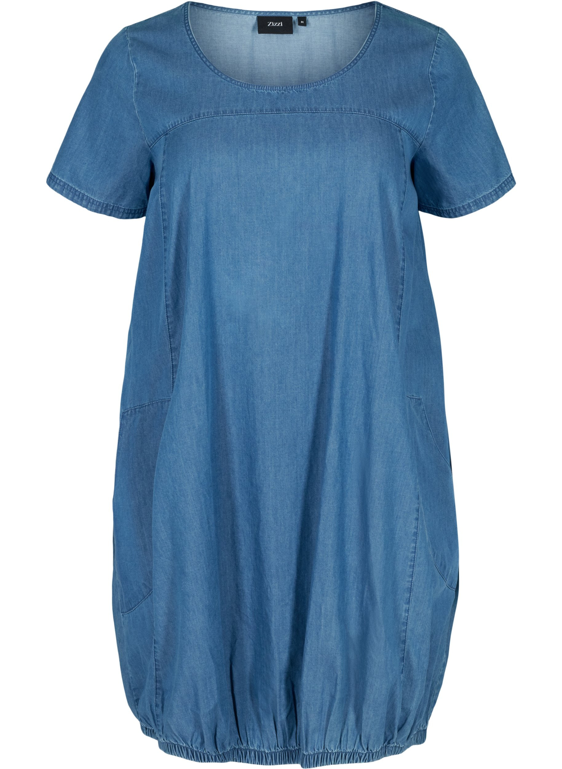 Kurzarm Denimkleid mit Taschen, Blue denim, Packshot image number 0