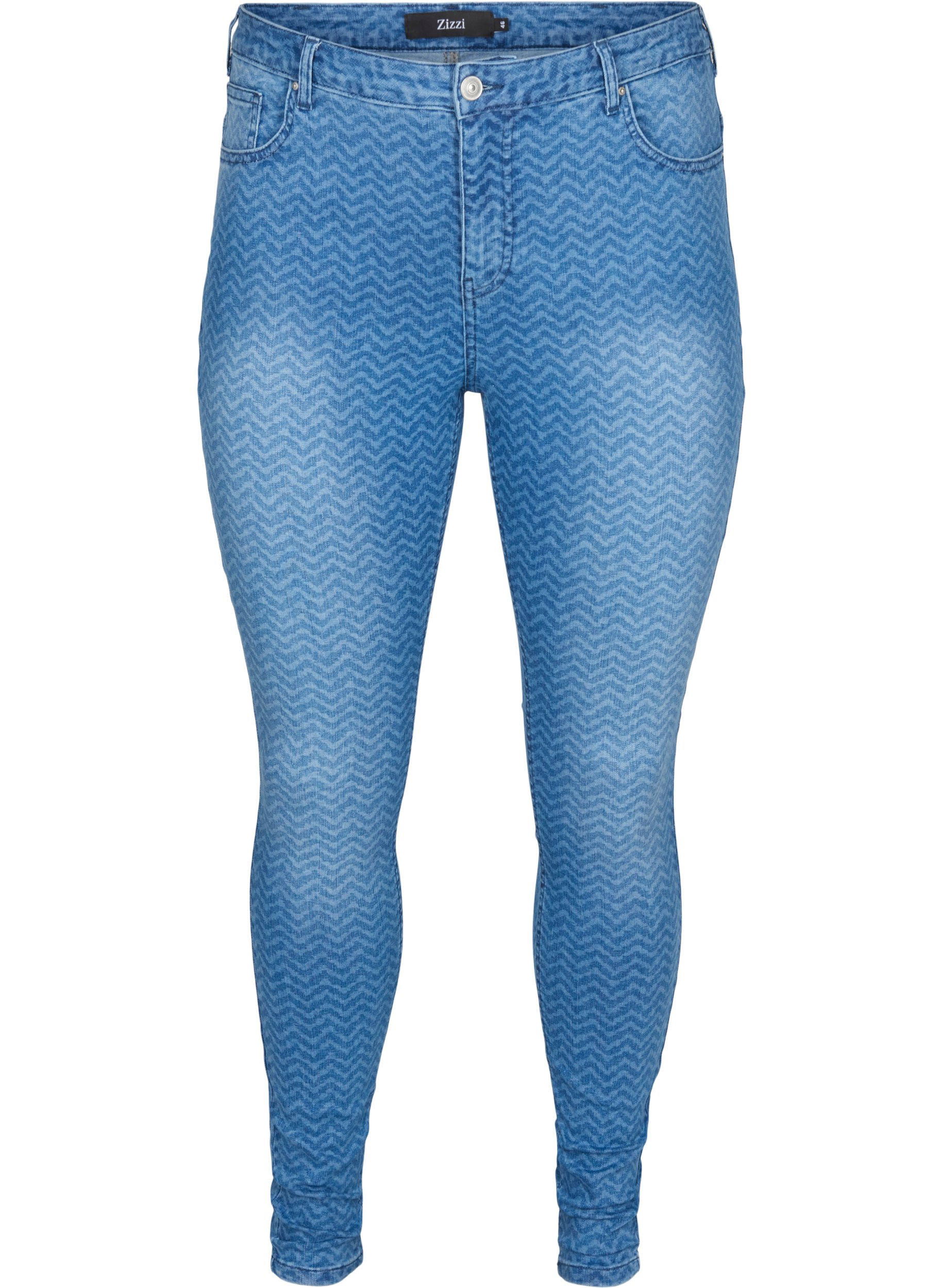 Bedruckte Amy Jeans mit hoher Taille, Ethnic Print, Packshot image number 0