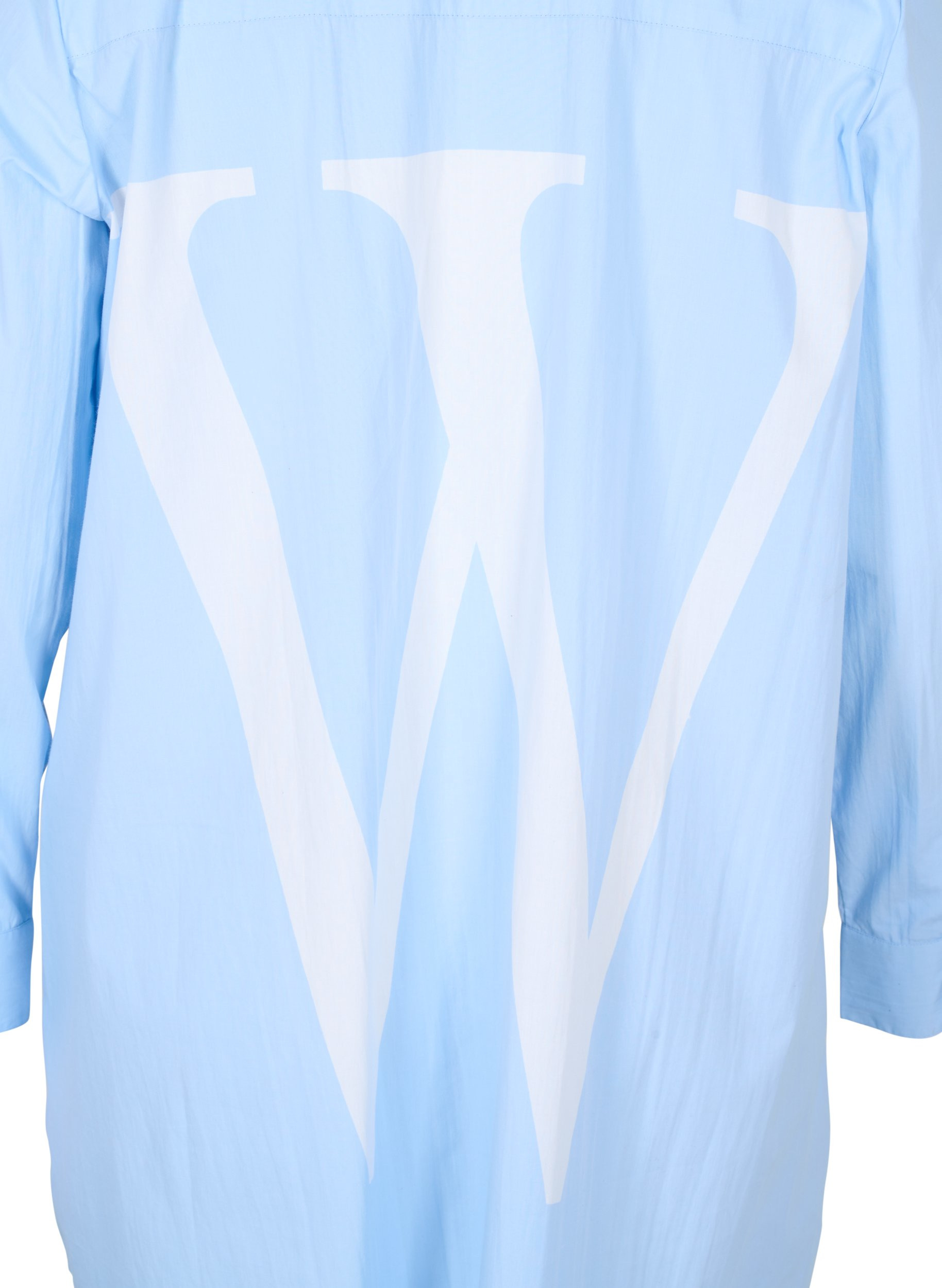 Lange Hemdbluse aus Baumwolle mit Kragen und Knopfverschluss, Chambray Blue, Packshot image number 3