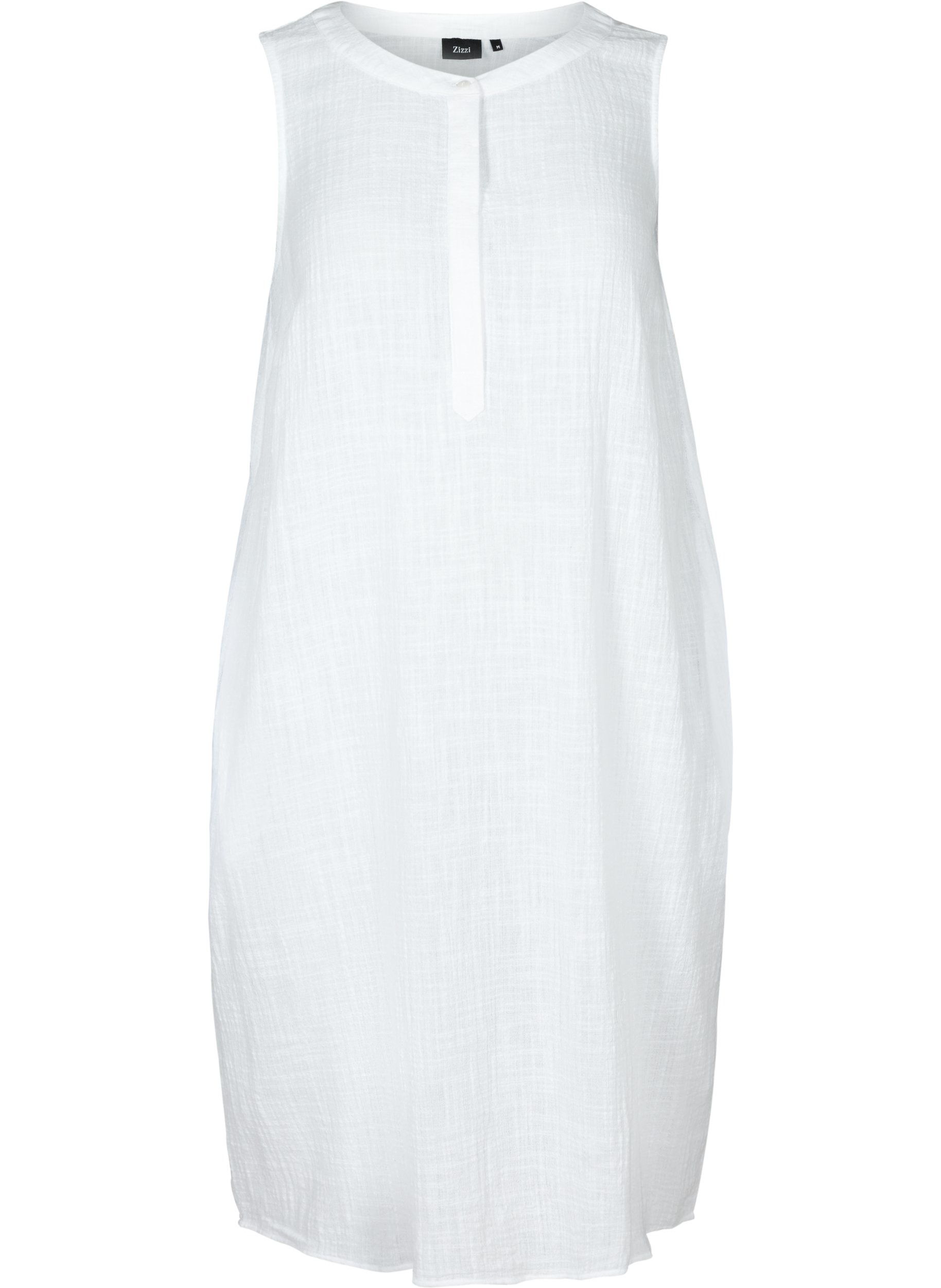 Ärmelloses Kleid aus Baumwolle, White, Packshot image number 0