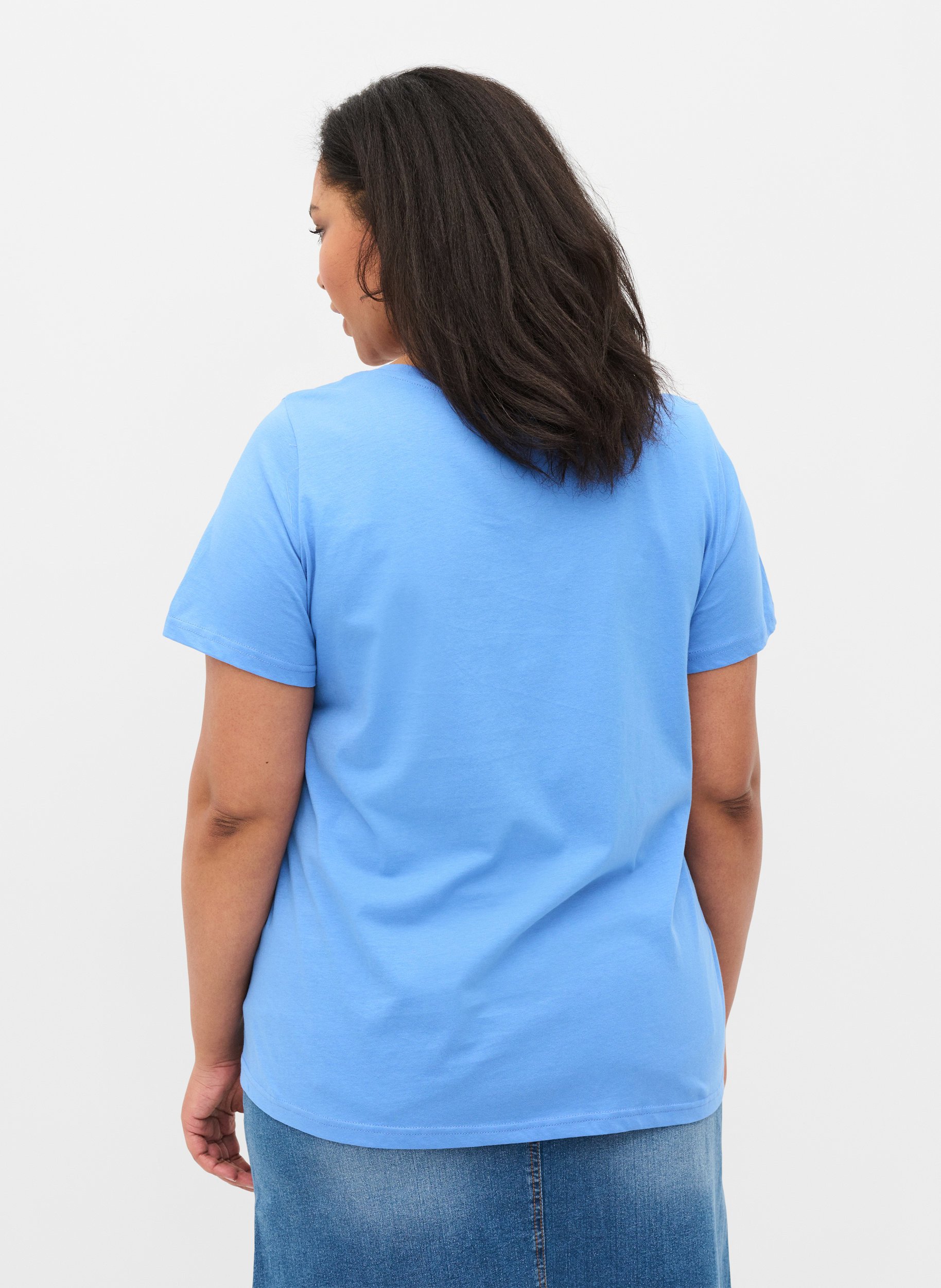 Kurzarm T-Shirt aus Baumwolle mit Aufdruck, Ultramarine TEXT, Model image number 1