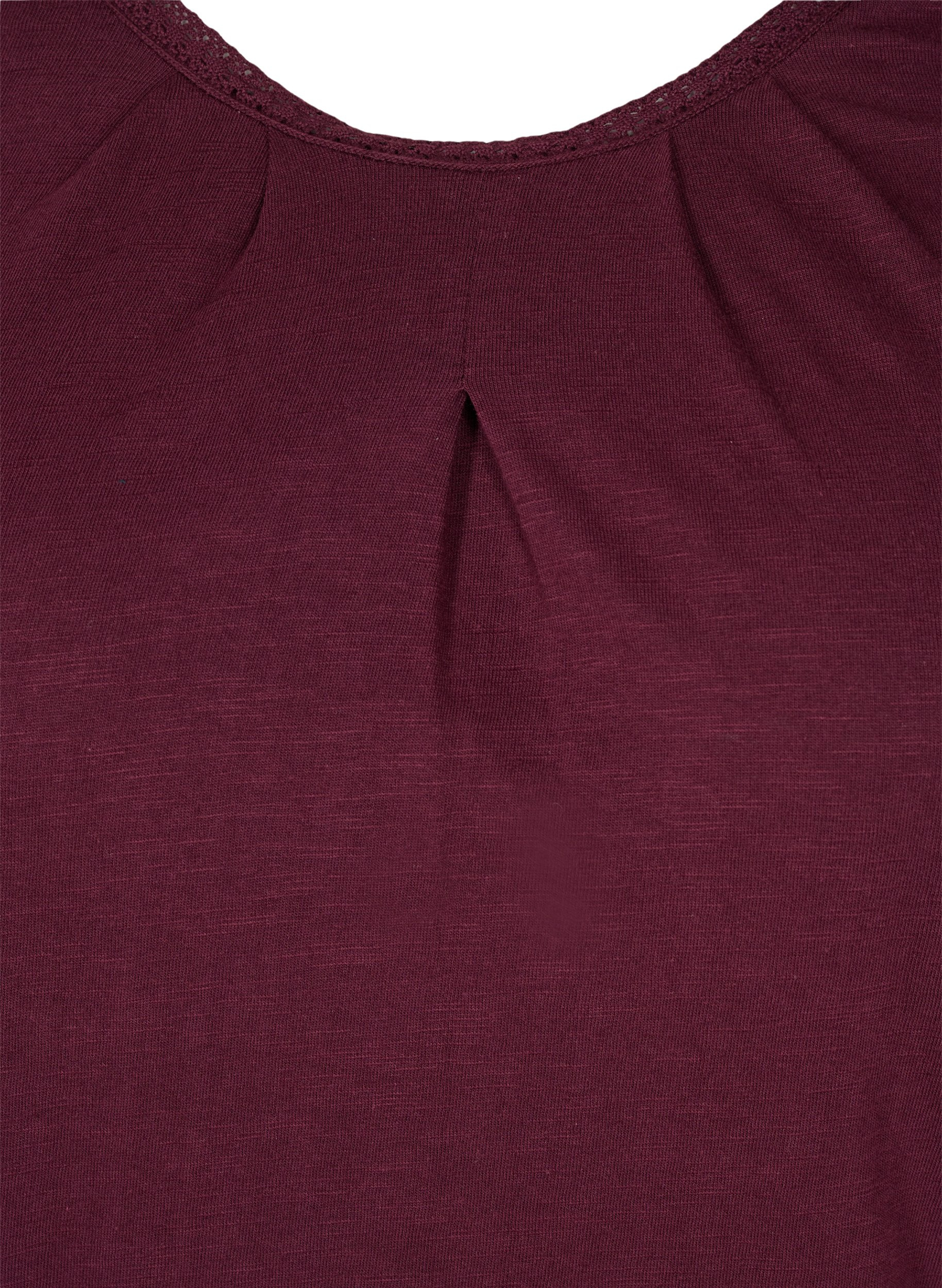 Einfarbige Bluse mit 3/4-Ärmel aus Baumwolle, Port Royal, Packshot image number 2