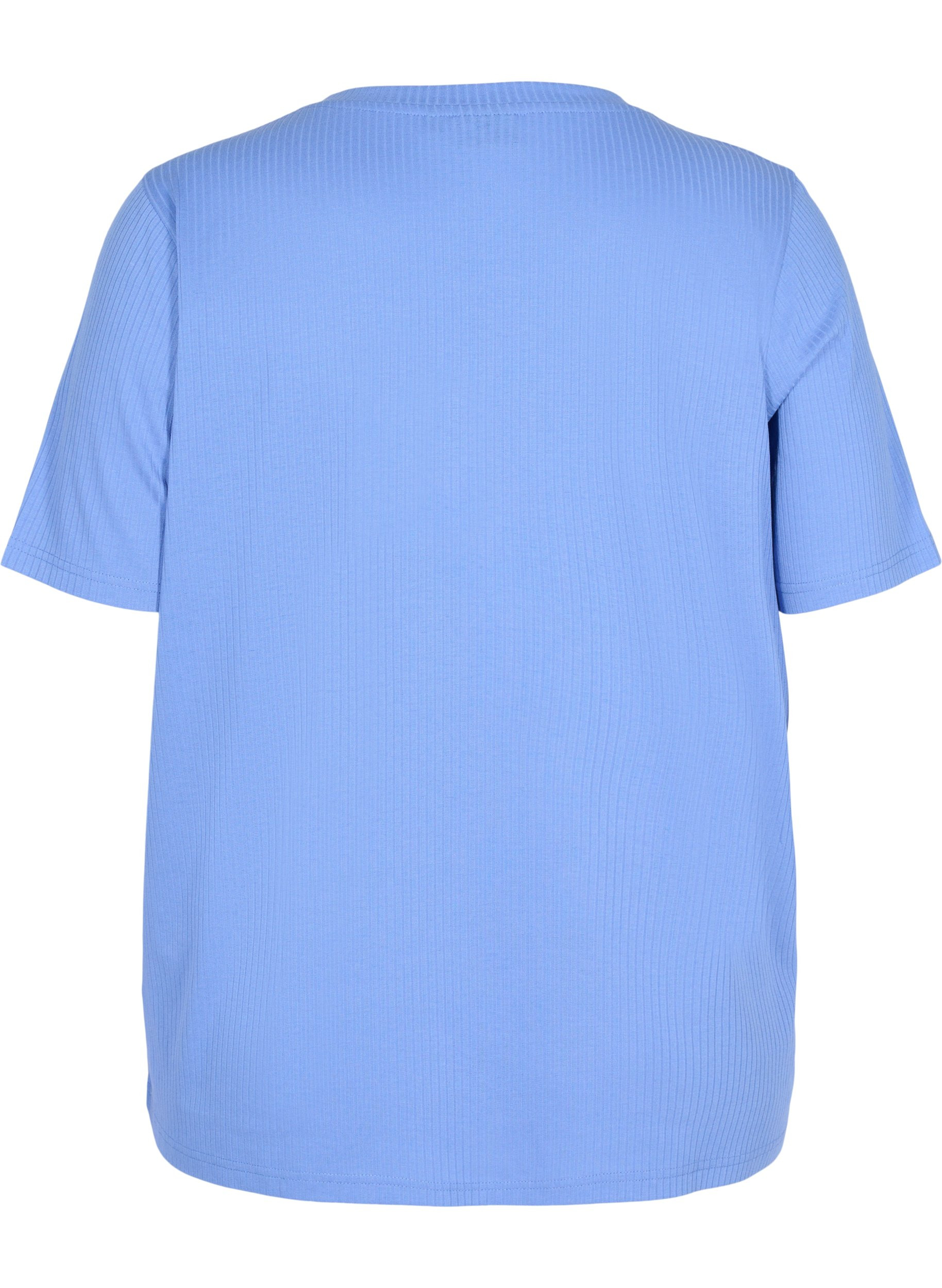 Kurzarm T-Shirt in Rippqualität, Wedgewood, Packshot image number 1