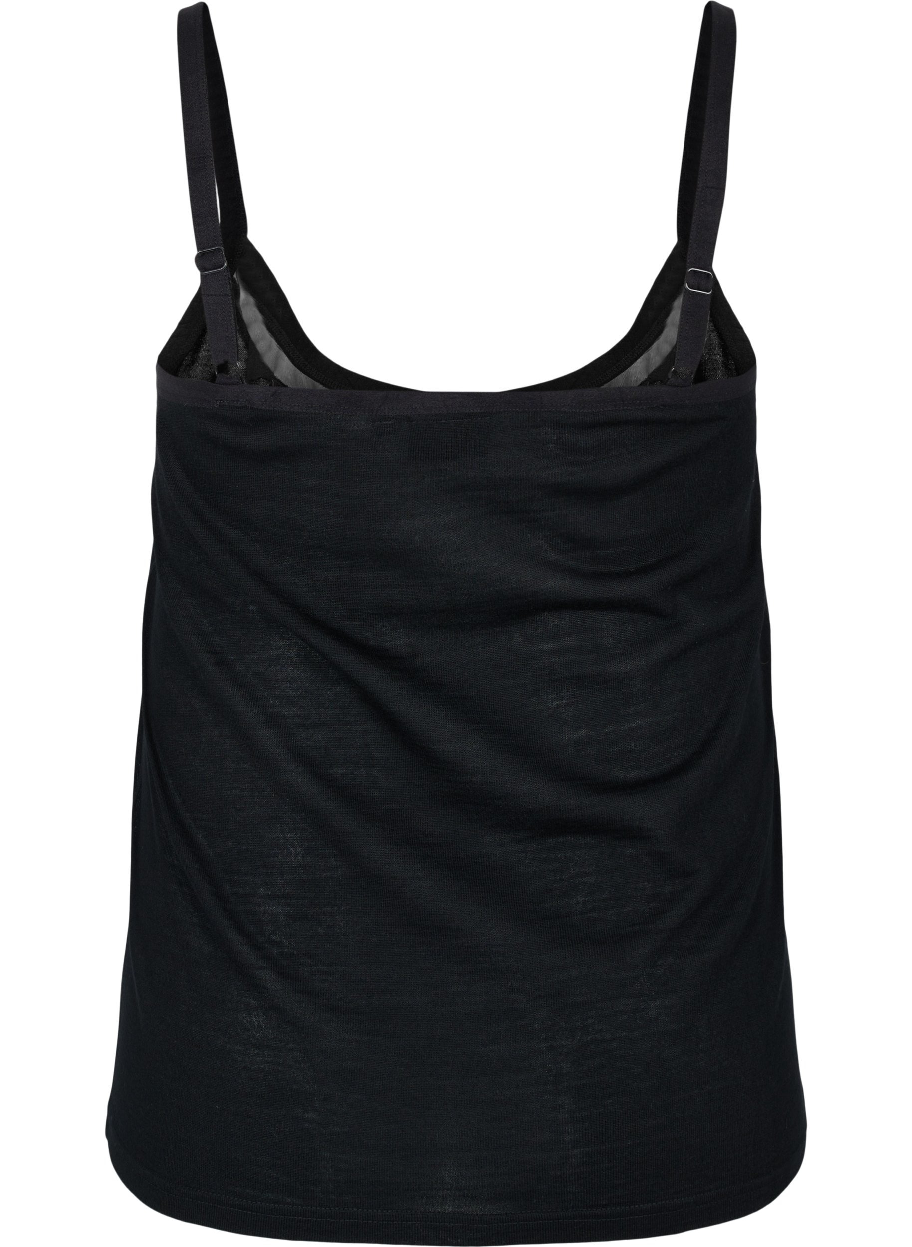 Weiches Wollunterhemd mit Meshdetails, Black, Packshot image number 1